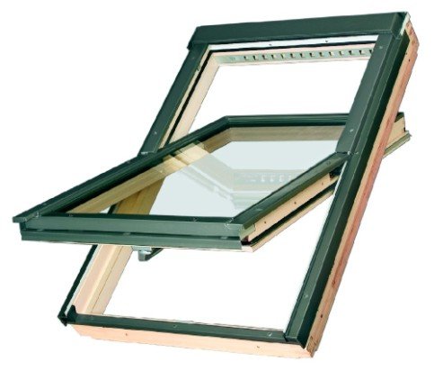 Střešní okno plastové kyvné FAKRO PTP-V/PI U3  55x 78 borovice